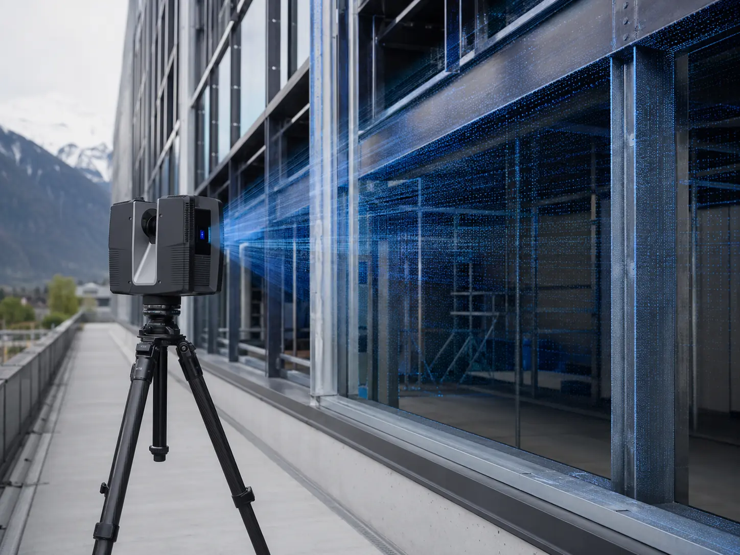 3D-Laserscanner bei der digitalen Vermessung einer modernen Fassade